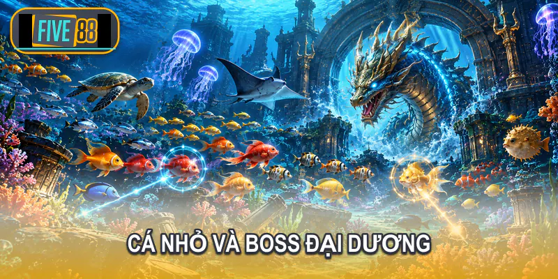 Đàn cá và boss trong game Bắn cá Five88