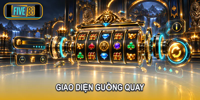 Các khu vực guồng quay mức cược và nút điều khiển slot