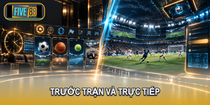 Khu vực trước trận và trực tiếp trong sảnh Five88