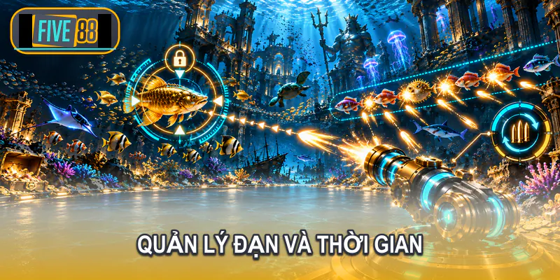 Người chơi theo dõi số đạn thời gian và điểm trong phiên bắn cá